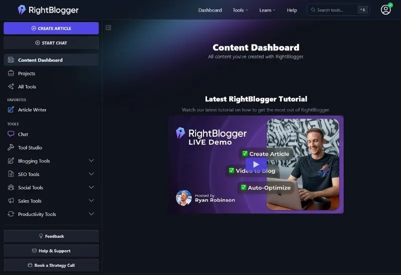 rightblogger dashboard