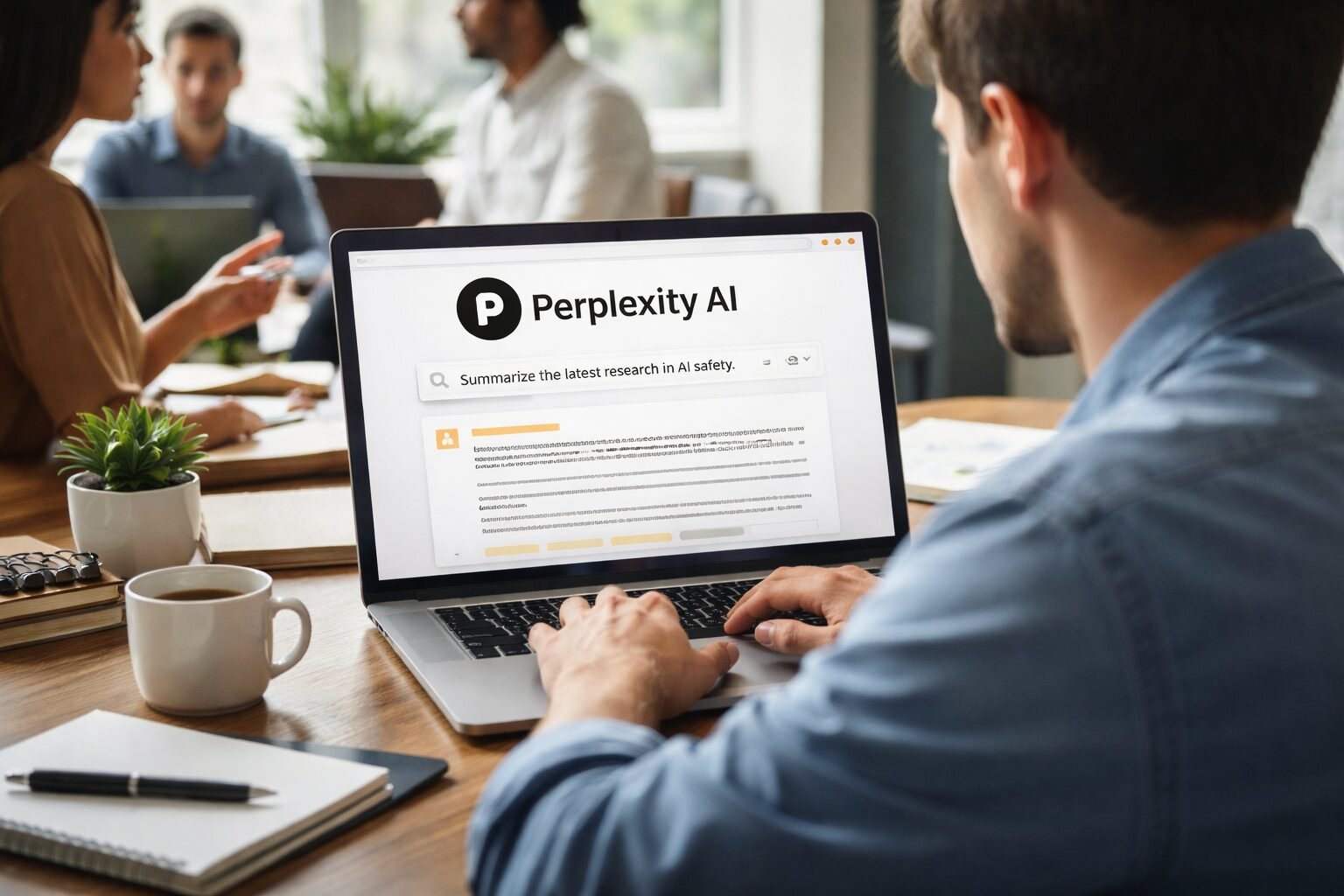 young professional using perplexity ai