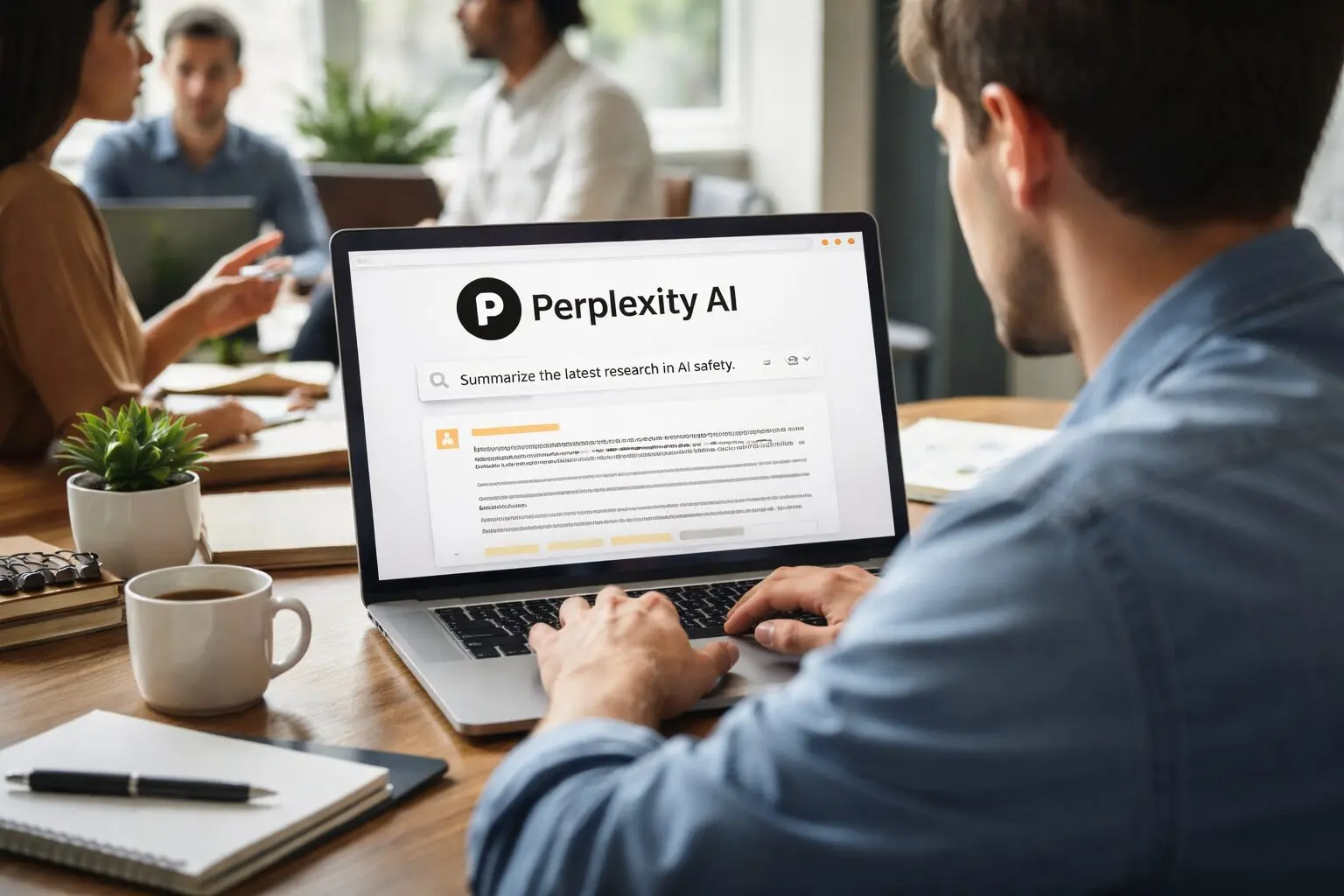 young professional using perplexity ai