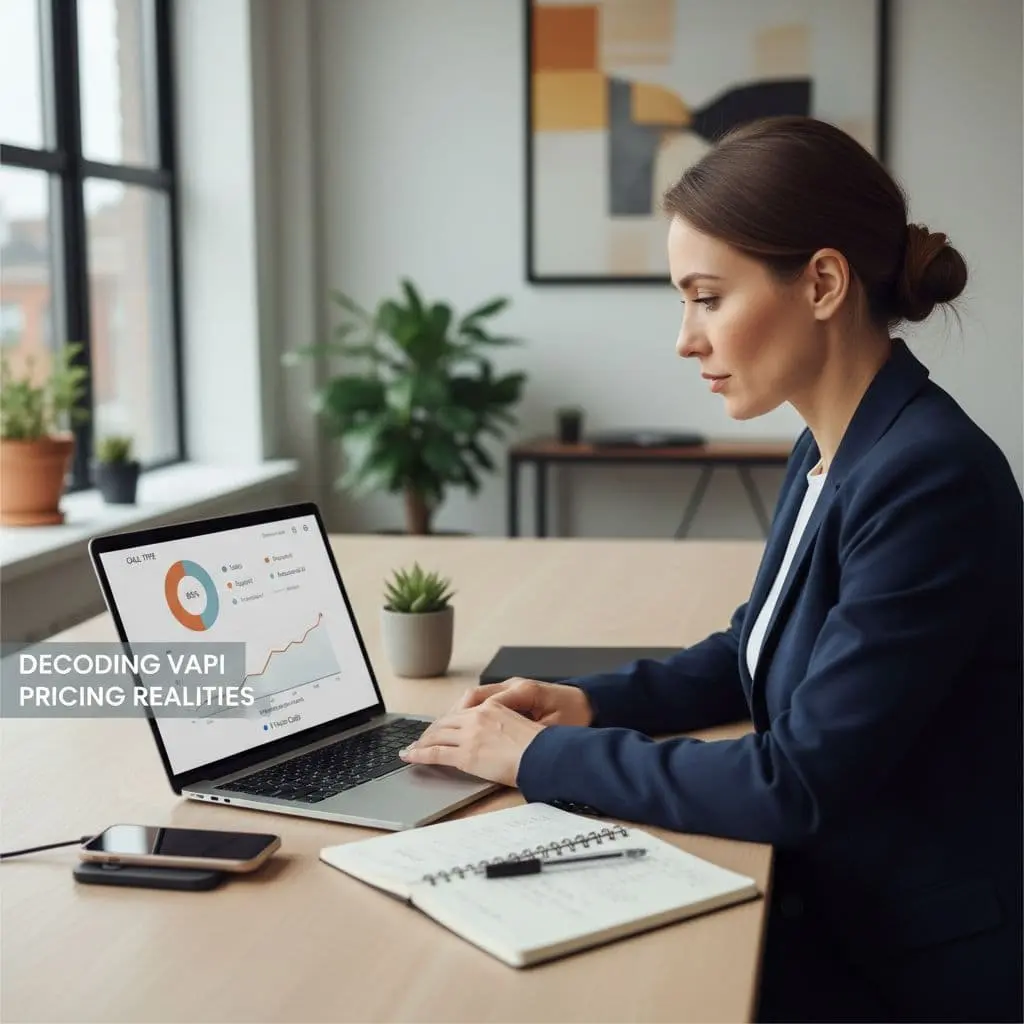 A focused professional checks data charts and voice call analytics on a laptop in a modern office.