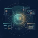 A glowing central hub connects cards for preferences, workflows, support, and archived information.