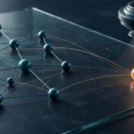 A glowing website network with one isolated page node and connecting routes.