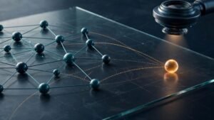 A glowing website network with one isolated page node and connecting routes.