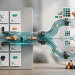 Product cards and packages flow through a catalog optimization pathway toward multiple sales channels.