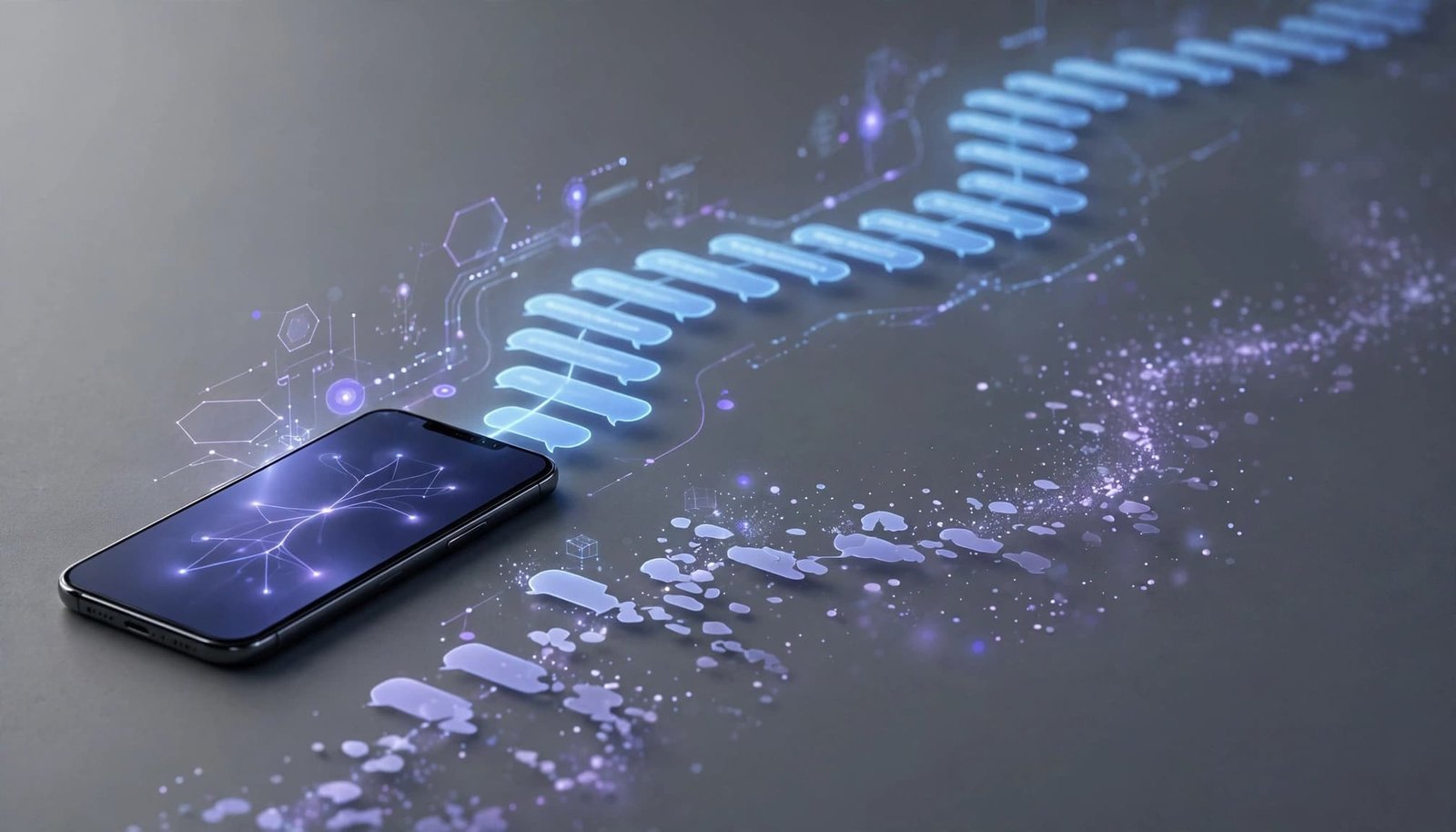 A smartphone beside one connected message path and another that breaks apart.