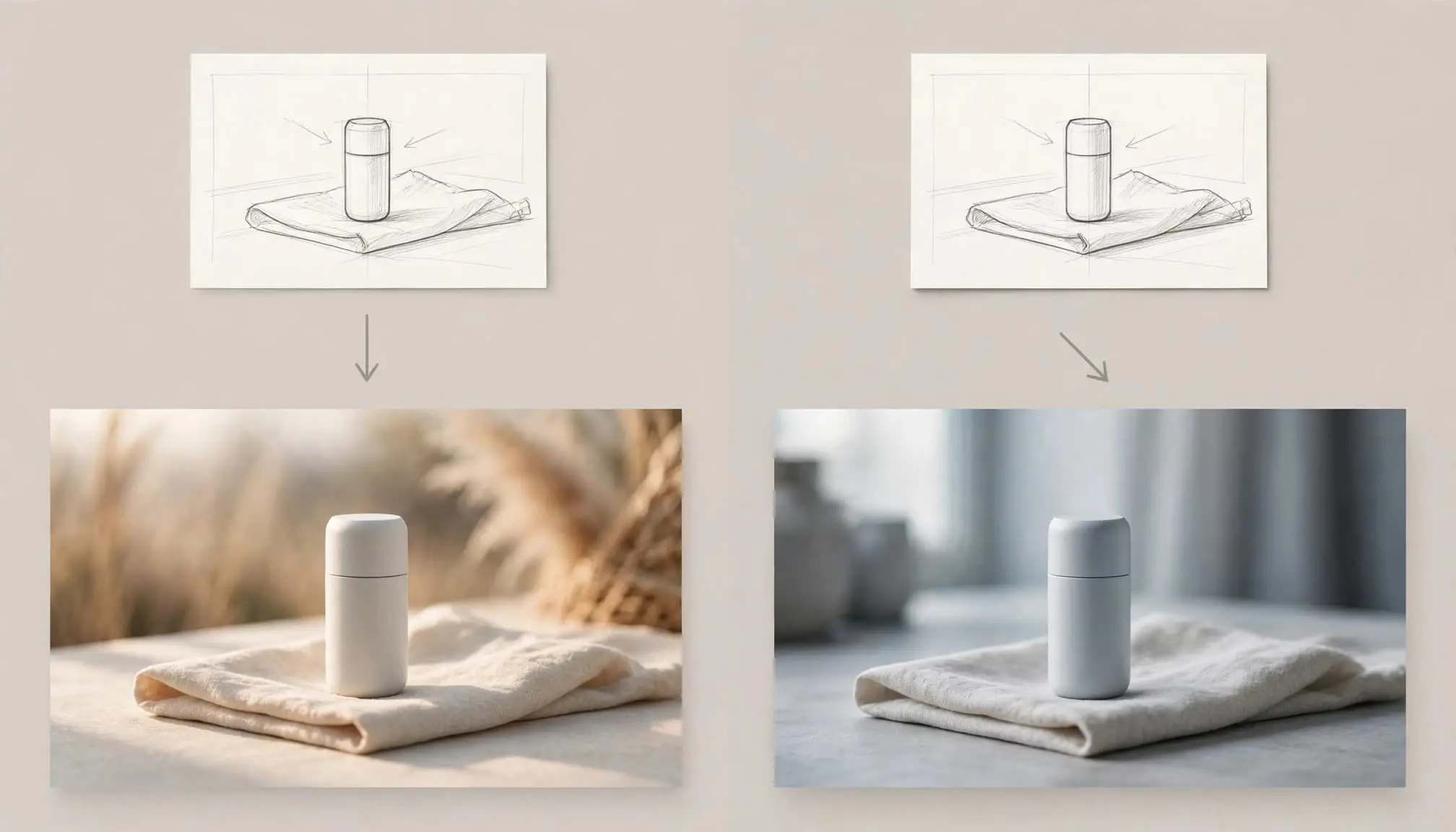 Matching storyboard cards lead to two different product preview frames.