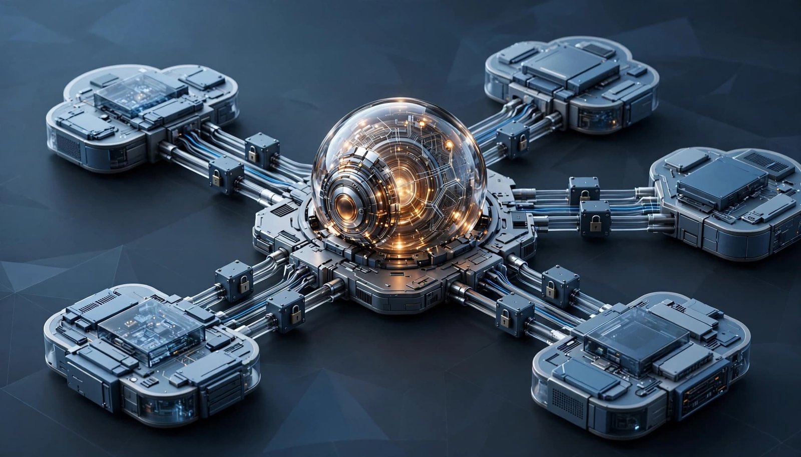 Central agent connected to five services through secure credential channels.