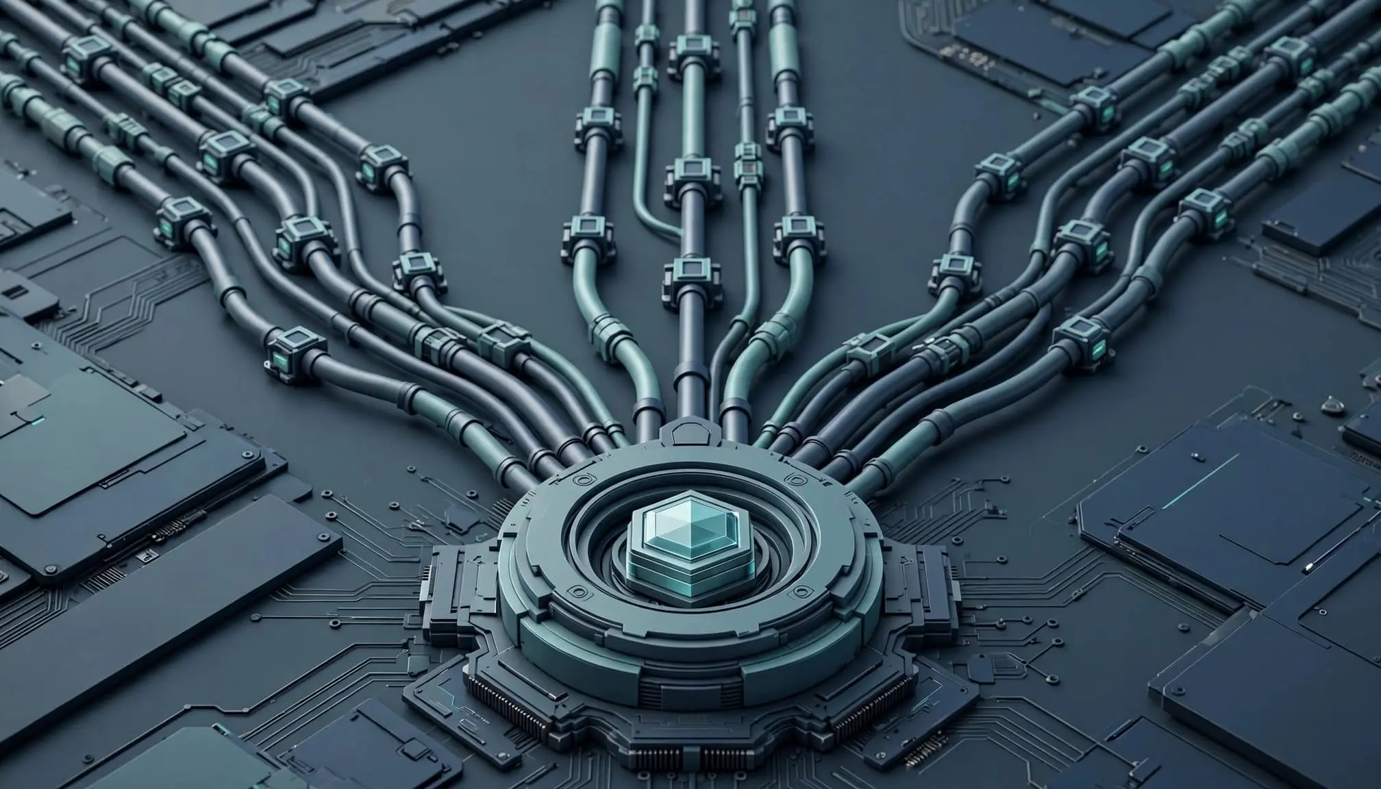 Repeated network paths converge on one secure payment record.