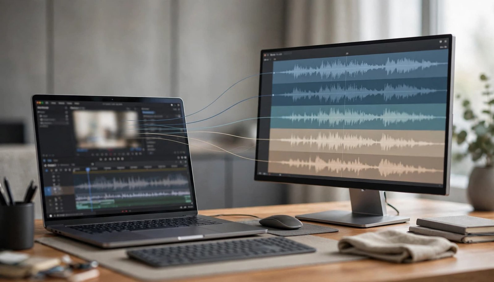 Editing screens show one video branching into multiple language tracks and subtitles.