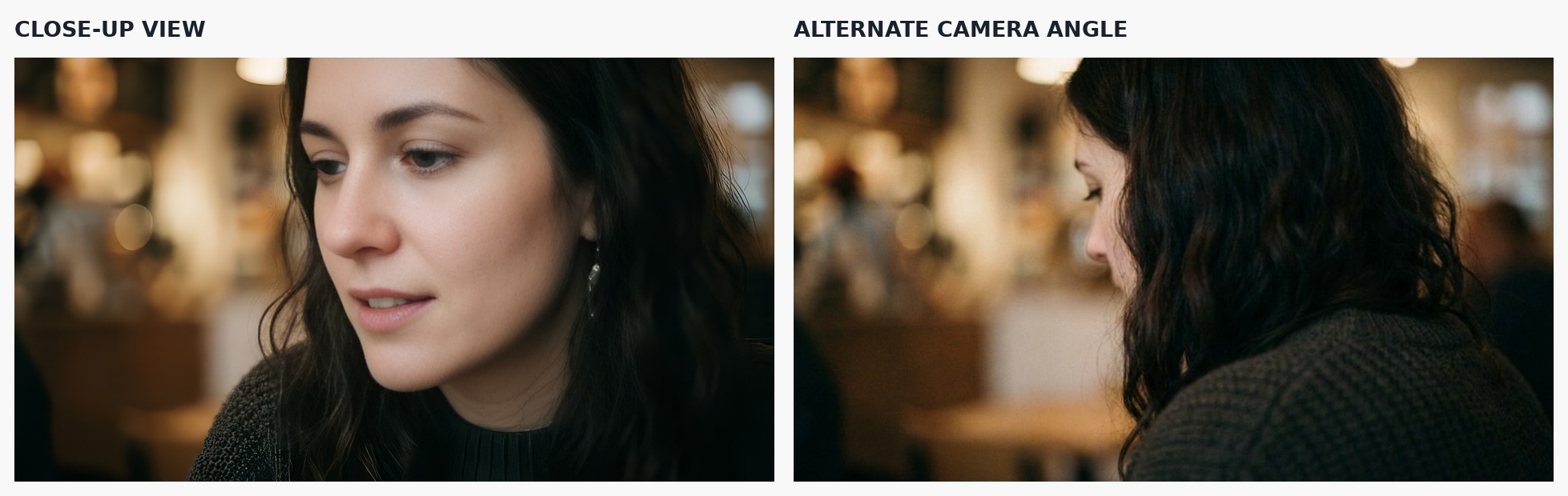 a close-up portrait and an alternate view generated from the same creative direction a close up portrait and an alternate view generated from the same creative direction