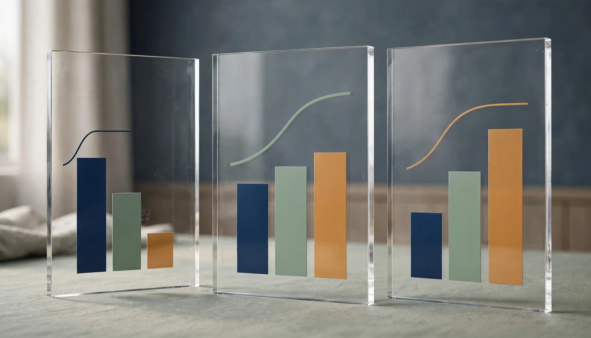 Three clear panels compare abstract budget bars and response curves.