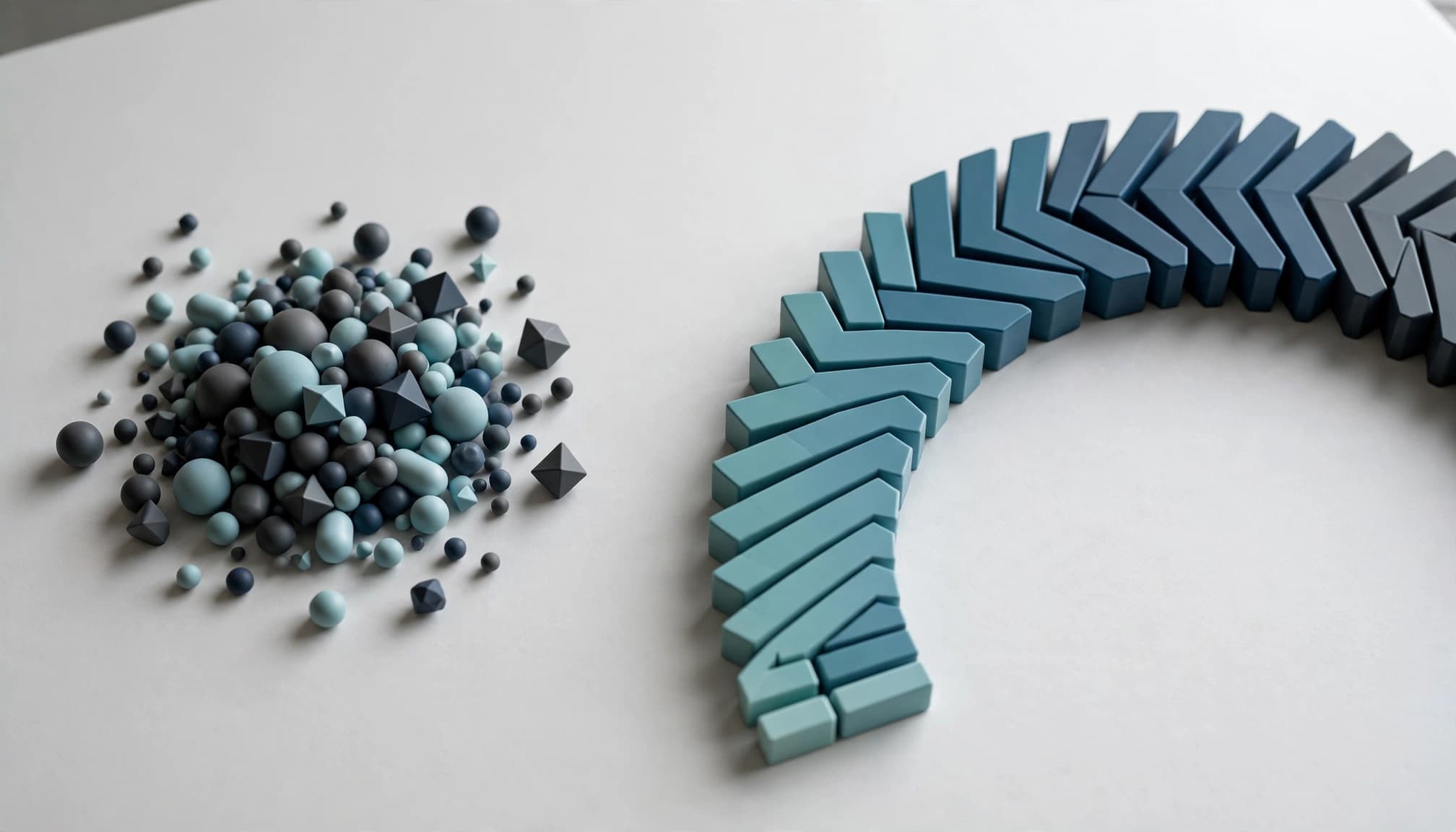 Two abstract geometric plots show clustered shapes and a separate score gauge.