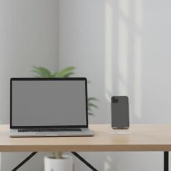 Modern creator desk setup showing an AI shorts workflow with the klap app.